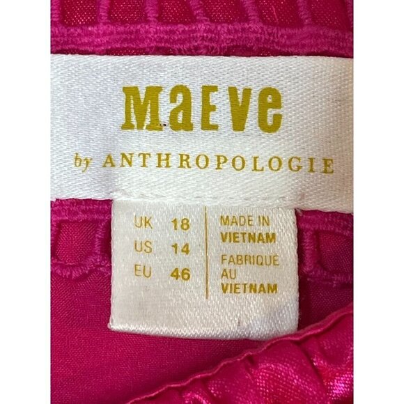 Anthropologie Dress 14 Maeve Pink Satin Mini Bow Tie Feminine Retro Sexy Vegas - Picture 3 of 16